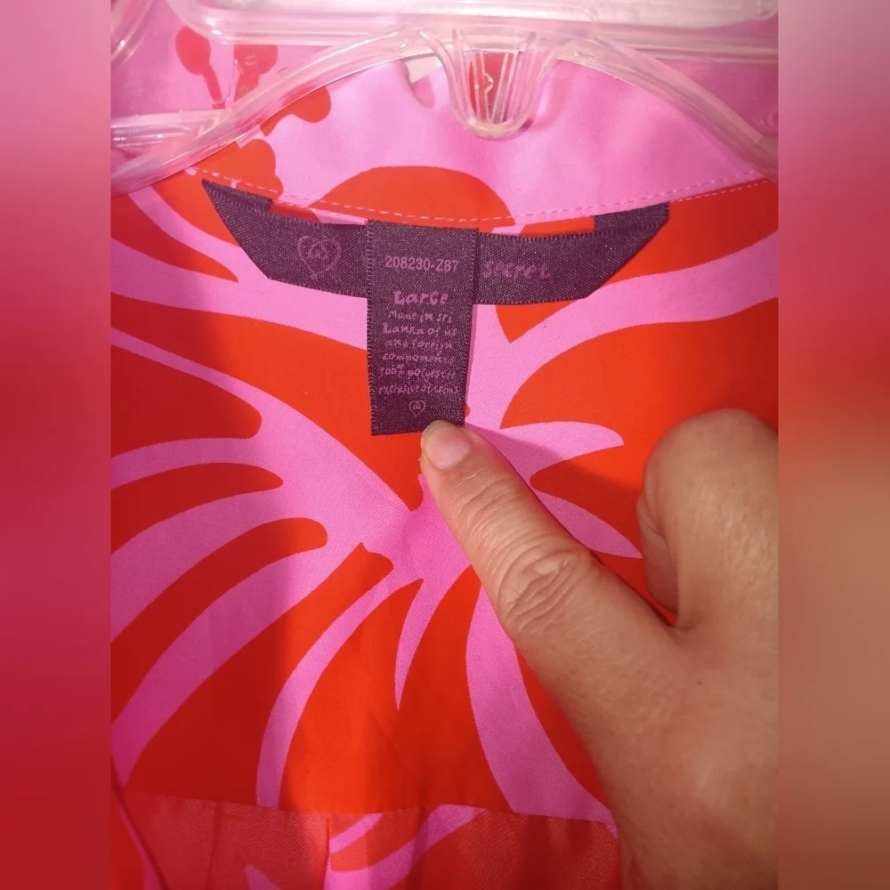 Floral Pink and Red Button-Up Shirt Victory Secret